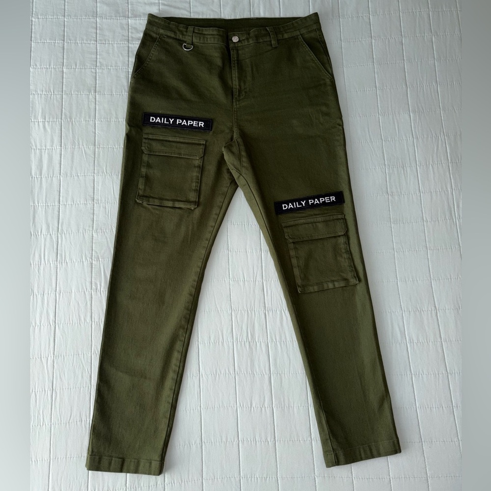 Daily Paper Cargo Pants Olive Green Sz. XL (34x29) Slim-tapered Fit